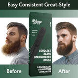 Beard Straightener for Men, Portable Cordless Heated Hair and Beard Straightening Brush with Anti-Scald