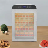 12-Trays Stainless Steel Food Dryer,Silver Rectangular Food Dehydrator Machine