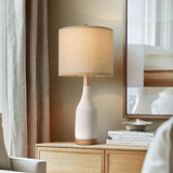 27" Ceramic Set of 2 Bedside Nightstand Lamp Large Farmhouse Rustic Boho