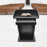 Wooden Podium Sturdy Durable Naturally Church Pulpit Height 37.5" For Classroom Church & Office