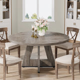 Tribesigns Round Dining Table for 4, 47 Inch Farmhouse Kitchen Table Small Dinner Table
