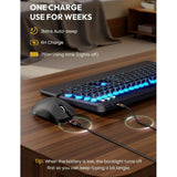 Backlit Typewriter Keyboard and Mouse Set with Magnetic Wrist Rest and Phone Holder