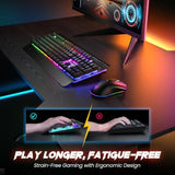 Wireless Gaming Keyboard and Mouse Combo, Metal Panel, 7 Color Backlits
