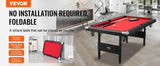 6.3ft Fold-up Pool Table Solid MDF Base Sturdy Metal Legs Full Set Games