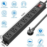 6 Outlet Heavy Duty Power Strip w/ Switch, 15A/1875W Metal Surge Protector