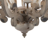 Vintage White Wooden Chandelier with Candle Lights Ornate Design
