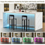 Large 70.9 LED Marble Dining Table for 4-6, Suitable for Kitchen, Dining, Living Room in White with Grille Design