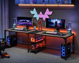 Tribesigns 90.55'' 2 Person Desk with Storage Shelves, Double Computer Desk