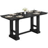 armhouse Dining Table or 6-8 People, 70" Long Kitchen Tables with Wooden Sturdy Legs