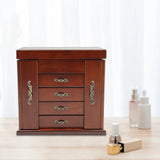 5 Tiers 4 Drawers Wooden Jewelry Box with Mirror for Necklace Earring
