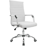 Furmax Ribbed Office Desk Chair Mid-Back PU Leather Executive Conference Task Chair