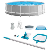 Above ground swimming pool set for backyard, steel frame with blue finish