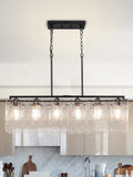 Rectangle Chandeliers for Dining Room 37" Water Ripple Glass Island Light Fixture