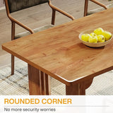 Modern Rectangular Dining Table, Wood Pedestal Base For 6-8 People