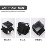 Portable Car Trash Bin With Lid, Leakproof Bag, Hanging Pockets, Adjustable Tissue Dispenser And Mounting Straps