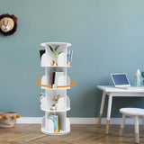 4 Tier Rotating Bookshelf 360° Spinning Display Rack with Wheels
