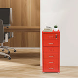 6-Drawers Mobile File Cabinet With Lock 4* Wheels Steel Vertical  Filing Cabinet Office Cabinet