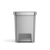 Hybrid Step Can, 45L/ 12 Gallon Rectangular Kitchen Trash Can, Liner Rim System