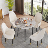 32" Sintered Stone Dining Table Round Reception Coffee Table for 2-4 Person