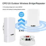 KuWfi 300Mbps Outdoor CPE Bridge 2.4Ghz Wireless WiFi Router AP Repeater Bridge Wi-fi Signal Extender PTP Up to 1KM with 24V POE