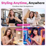 Go Brush Pro 2026 Upgraded Cordless Hair Straightener Brush, Anti-Frizz Negative Ions, MCH Fast Heating,