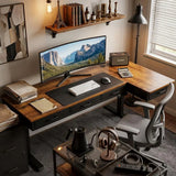 63 Inch L Shaped Electric Standing Desk with Drawers, Height Adjustable Large Desk
