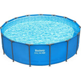 15' x 48 Round Above Ground Swimming Pool, Outdoor Metal Frame, Blue