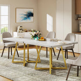 Tribesigns Square Dining Table for 4, 31.5" Industrial Dinner Table with Metal Base