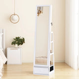 Rotatable Full Length Mirror Jewelry Cabinet Standing With Built-In Mirror