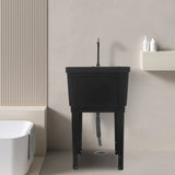 Freestanding Laundry Tub Utility Wash Sink w/ Faucet & Soap Dispenser