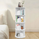 4 Tier Rotating Bookshelf 360° Spinning Display Rack with Wheels