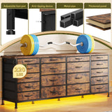EnHomee Large Capacity 63 Inch Dresser w/ 18 Deep Drawers LED Lighting