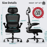 Ergonomic Mesh Desk Chair, 330 lbs Capacity, Comfortable Gaming Chair with Wheels