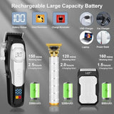 Professional Cordless Hair Clippers and Beard Trimmer Set for Men LED Display Long Battery Life Adjustable
