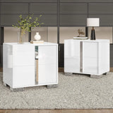 Nightstand Set of 2, Modern End Table with Drawers, High Gloss UV Finish