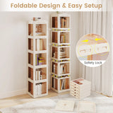 360° Spinning Bookcase w/ Swivel Base, 5-Tier Revolving Bookshelf