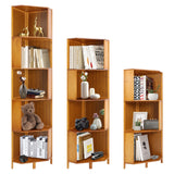 Corner Bamboo Bookcase,3/4/5 Tiers Brown A-Shaped Freestanding Display Bookshelf