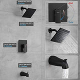 Tub and shower faucet set for bathroom use, matte black metal finish, single-handle trim kit
