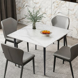 Mid-Century Slate Kitchen Dining Table with Sintered Stone Top and Metal Legs