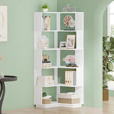 Tribesigns 6 Tier Corner Bookshelf, 64.96 Inch Tall Industrial Corner Bookcase with Anti-Drop Panel,Wood Grain Corner Shelf