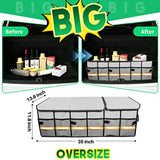 Oversize Gray Big Car Trunk Organizer SUV Cargo Storage Non Slip Bottom Waterproof Collapsible Durable Multi Compartments