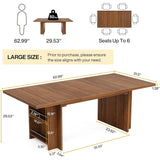 Farmhouse Dining Table for 6 to 8, 63-Inch Rectangular Kitchen Table with Storage