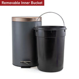 12 Liter Stylish Grey and Copper Soft Pedal Office Kitchen and Bathroom Trash Bin