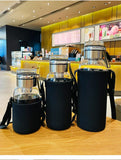 Large Capacity Glass Water Bottle Transparent Milk Juice Cup  for Tour Outdoor Sports