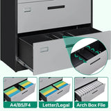 4 Drawer Lateral Metal Filing Cabinet with Lock-File Cabines-Organization Storage Cabinets