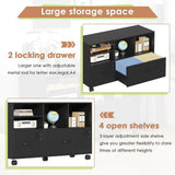 Lockable Rolling Filing Cabinet with Adjustable Shelves for Office Storage