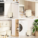 Stainless Steel Step Pedal Trash Can with Soft Close Lid, 6L/1.6G Small Garbage Bin for Bathroom, Kitchen