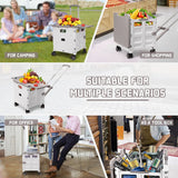 55L Foldable Utility Cart Folding Shopping Cart with Magnetic Lid Telescopic Handle Wear-Resistant 360°Wheel