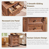 23.6" Wood Nightstand Set Roman Column 3 Drawers Side End Table Bedroom