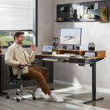 63x24 Inches Electric Standing Desk with Keyboard Tray, Height Adjustable Stand up Desk